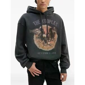 The Kooples Graphic Hoodie Like A Storm On Earth Tour Cities Distressed Gray Lg